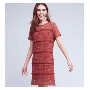Anthropologie Rust Orange Medium Crochet Dress